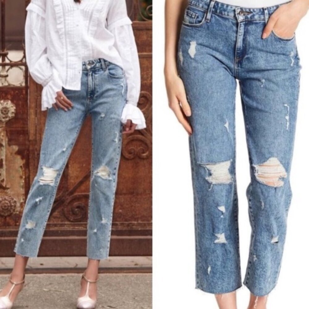 Paige Womens Noella Westlyn Destroyed Jeans Size 26 Blue Denim Stonewash Stretch
